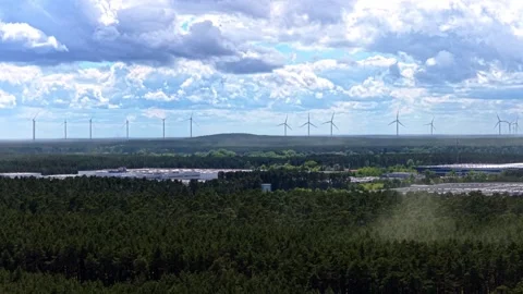 Aerial Drone View Wind Farm Forest Industrial Landscape Germany Vidéo 337248682