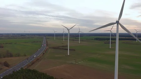 Aerial drone view on Wind Power Turbine Windmill Energy Production Stock Footage 118857175