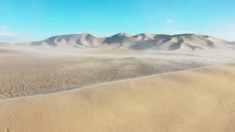 Aerial Drone View of the Wind Whipping through the Sand Dunes Stock Footage 326719762
