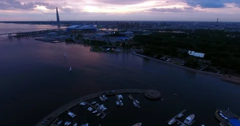 Aerial drone view of world cup 2018 football stadium.  Stock Footage 90502447