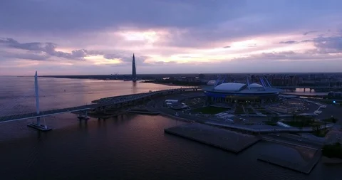 Aerial drone view of world cup 2018 football stadium.  Stock Footage 90513955