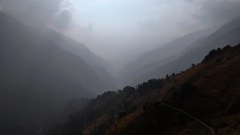 Aerial drone visuals capture Uttarakhands serene villages amidst pristine m.. Stock Footage 316359886