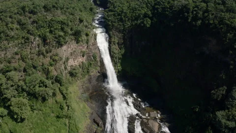 Aerial drone - Waterfall or cascade in a tropical forest or jungle , Africa. Stock Footage 225712966