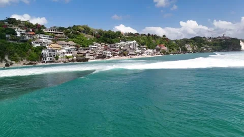 Aerial Drone Wave passing Bingin Beach Video stock 330470533