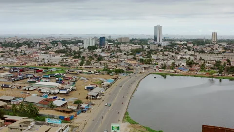 Aerial drone  -  West Africa , city Lomé . Stock Footage