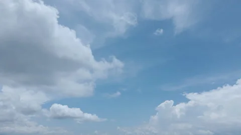 Aerial Drone of White Fluffy Clouds in Blue Sky Stock Footage 309555402