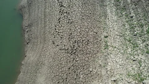 Aerial drought lake Video stock 219090523