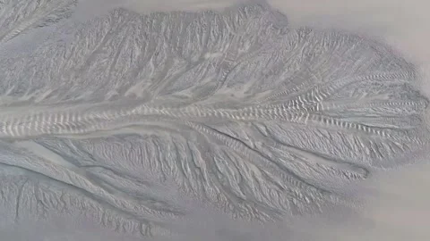 Aerial Dry Riverbed Patterns China Desert Landscape Drone View Stock Footage 336321084
