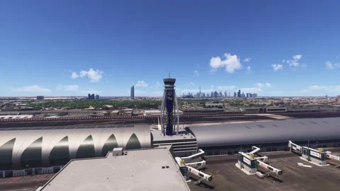 Aerial of Dubai Airport. United Arab Emirates Stock Footage 313094587