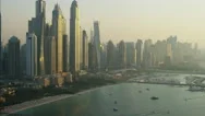 Aerial Dubai Skyscrapers Media City Yacht Marina Persian Gulf Uae Stock Footage