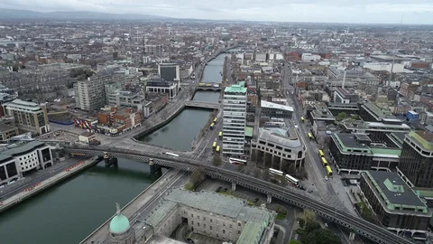 Aerial Dublin during Covid-19 Restrictions Stock Footage