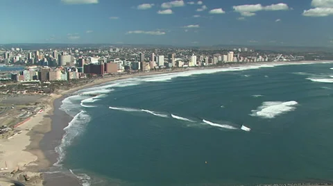 Aerial of Durban's beachfront Stock Footage 39575163