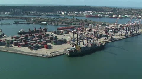Aerial of Durban's harbor. Stock Footage 20606168