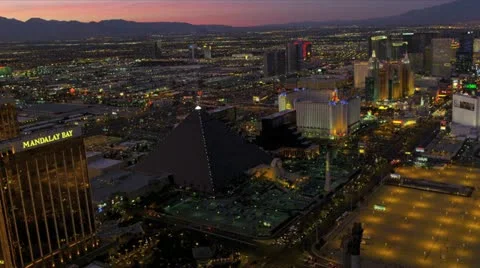 Aerial dusk view Las Vegas Strip, USA | Stock Video | Pond5