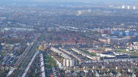 Aerial Dutch City Stock Footage