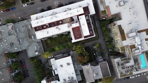 Aerial eagle view of Montreal building in autumn Stock Footage 317558836