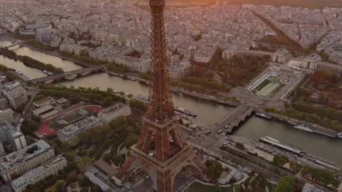 Aerial Eiffel Tower, Paris, Cinematic drone 4k footage Stock-Footage 247645222
