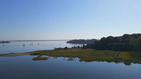 Aerial Elegance | Rhode Island's Fox Island from Above Stockbeeldmateriaal 252278282