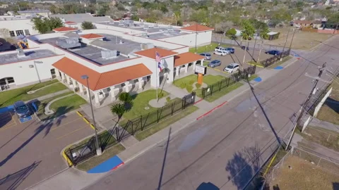 Aerial of an Elementary school Stock Footage 154177605