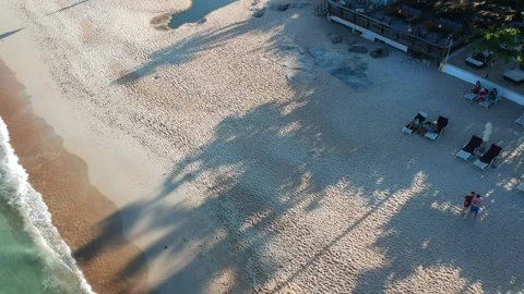 Aerial Elevating Drone Shot. Flying along the ocean coast. View of the sea waves Stock Footage 139553836