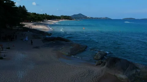 Aerial Elevating Drone Shot. Flying along the ocean coast. View of the sea waves Stock Footage 143257822