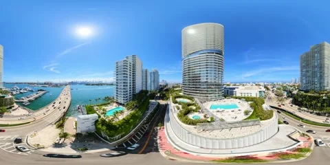 Aerial elevator rise Five Park Miami Beach luxury highrise condominium grou.. Stock Footage 334794563