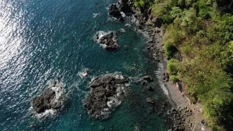 Aerial of Empty blue beach Stock Footage 141396606
