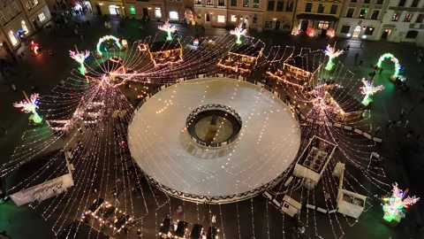 Aerial empty ice rink left to right Video stock 323614642