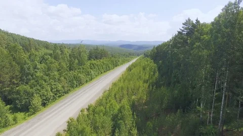 AERIAL: Empty mountain asphalt road among the forest 스톡 동영상 78035822