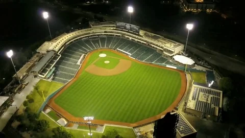 Aerial of empty stadium at night Video stock 83689668