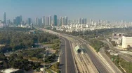 Aerial: Empty Tel Aviv Ayalon Highway In Israel Lockdown, Coronavirus Stock Footage