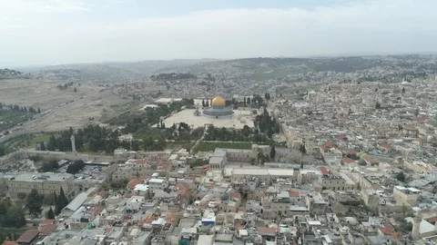 Aerial of empty Temple Mount during COVID-19 quarantine. Jerusalem. File1-12 Video stock 128140740