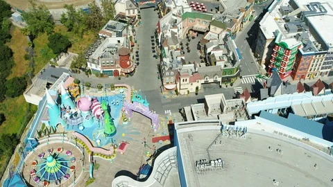 Aerial of empty Universal Studios during corona quarantine, USA 2020 Stock Footage 135358610