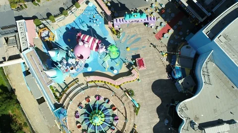 Aerial of empty Universal Studios during corona quarantine, USA 2020 Stock Footage 135358750