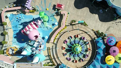 Aerial of empty Universal Studios during corona quarantine, USA 2020 Stock Footage 135358873