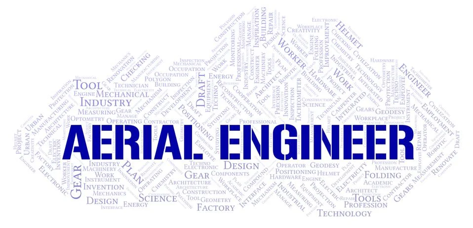 Aerial Engineer typography word cloud create with the text only Stock Illustration