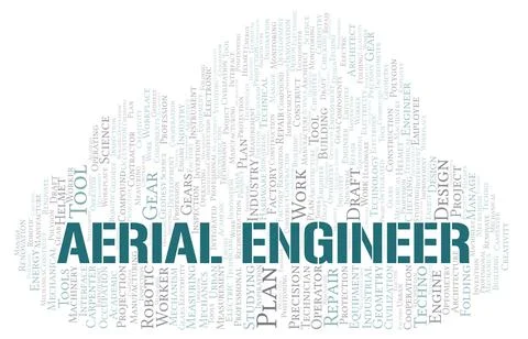 Aerial Engineer typography word cloud create with the text only Stock Illustration