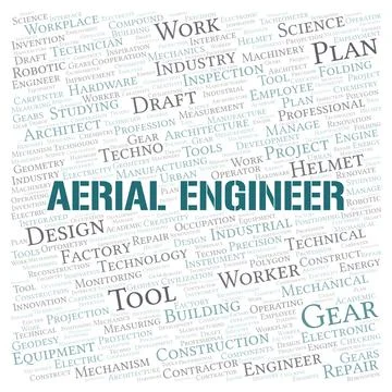 Aerial Engineer typography word cloud create with the text only Stock Illustration