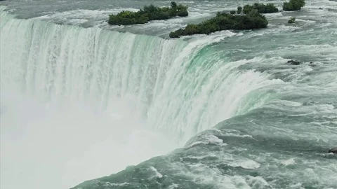 Aerial: Epic view of the Niagara Falls. Ontario, USA Stock Footage 125841363