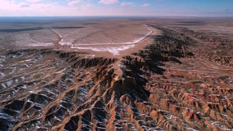 Aerial Of Eroded White Stupa Desert Landscape In Gobi Mongolia Stock Footage 333531799