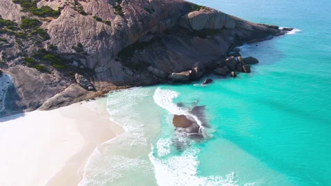 Aerial Esperance beautiful beach, water. Western Australia, Esperance region. Stock Footage 153196653
