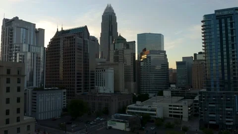 Aerial Establishing Shot of Charlotte, North Carolina Skyline Stock Footage