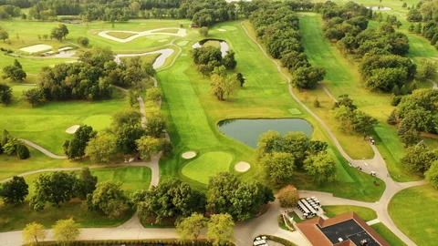 Aerial Establishing shot of Golf course Stock Footage 139433341
