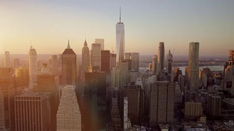 Aerial establishment shot of city skyline metropolis. Shot on Red Epic 4K Stock Footage