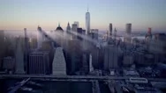 Aerial Establishment Shot Of New York City Skyline. Business Buildings District Stock Footage