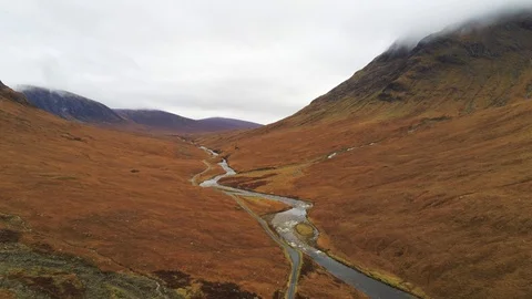 Aerial of Etive River 2 Stock Footage 121226407