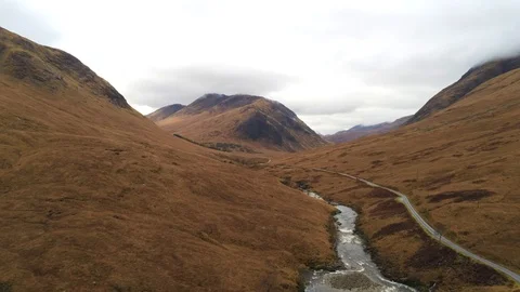 Aerial of Etive River Stock Footage 121226396