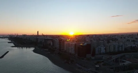 Aerial evening sunset view over Limassol. Limassol, Cyprus - february 24, 2024 Stock Footage 266036714