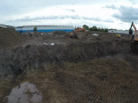  Aerial of Excavator digging the ground. Stock Footage 84769246