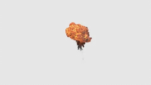 Aerial Explosion - Large Fire Blast with Alpha Channel Version 04 Stock Footage 225618312